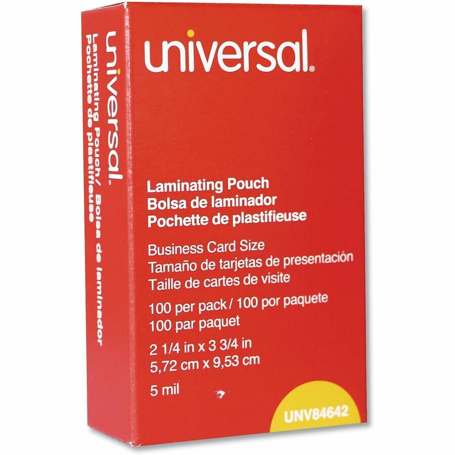 Universal Laminating Pouch - Sheet Size Supported: Business Card 3.50" Width x 2" Length - Laminating Pouch/Sheet Size: 3.75" Width x 2.25" Length x 5 mil Thickness - Glossy - for Document, Photo, Sign, ID Card, Card Stock, Paper, Business Card - Crack...
