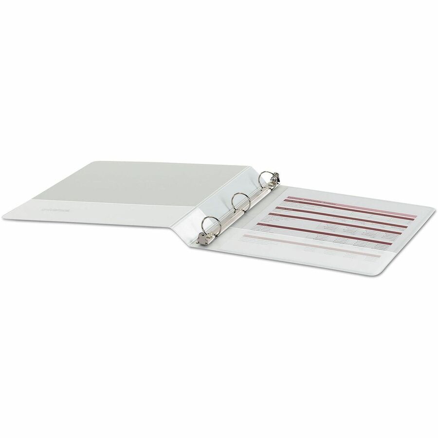 Universal Economy Round Ring View Binder, 3 Rings, 1" Capacity, 11 x 8.5, White - 1" Binder Capacity - 175 Sheet Capacity - 3 Ring(s) - Fastener(s): Ring - Pocket(s): 2, Inside Front & Back - Polypropylene - White - Non-stick - 1 Each