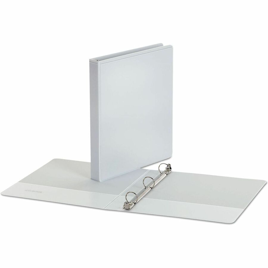 Universal Economy Round Ring View Binder, 3 Rings, 1" Capacity, 11 x 8.5, White - 1" Binder Capacity - 175 Sheet Capacity - 3 Ring(s) - Fastener(s): Ring - Pocket(s): 2, Inside Front & Back - Polypropylene - White - Non-stick - 1 Each
