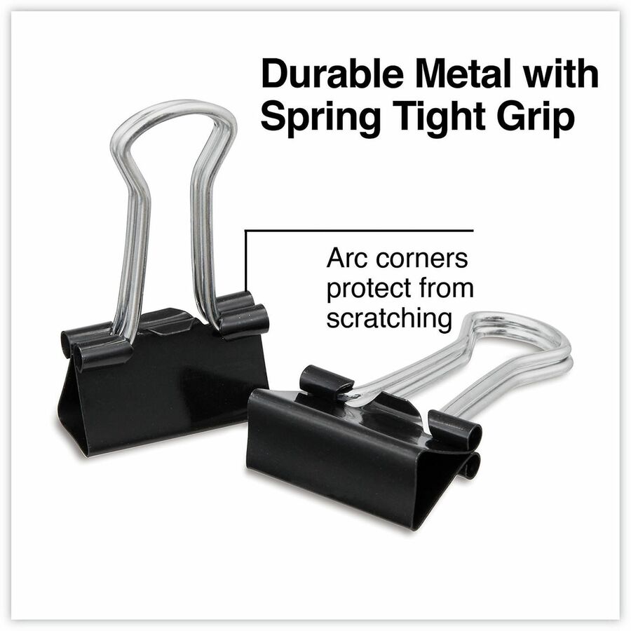 Universal Binder Clip - Small - 0.7" Width - 0.38" Size Capacity - for Paper, Binder, School, Home - Sturdy, Foldable Handle, Removable Handle - Black, Silver - Steel Wire - 12 / Box