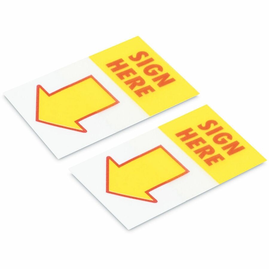 Universal Arrow Message Page Flags - 100 - SIGN HERE - Yellow, Red - Reusable, Repositionable - Dispenser Included - 100 /FlagsPack - 1 Pack