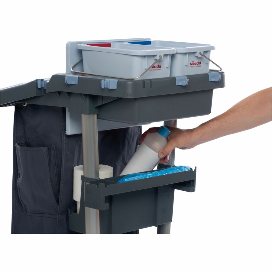 Vileda Professional VoleoPro Cart - 4 Casters - Plastic, Aluminum, Anodized Aluminum, Steel - 4.80" Width x 7.99" Depth x 17.83" Height - Gray - 1 Each