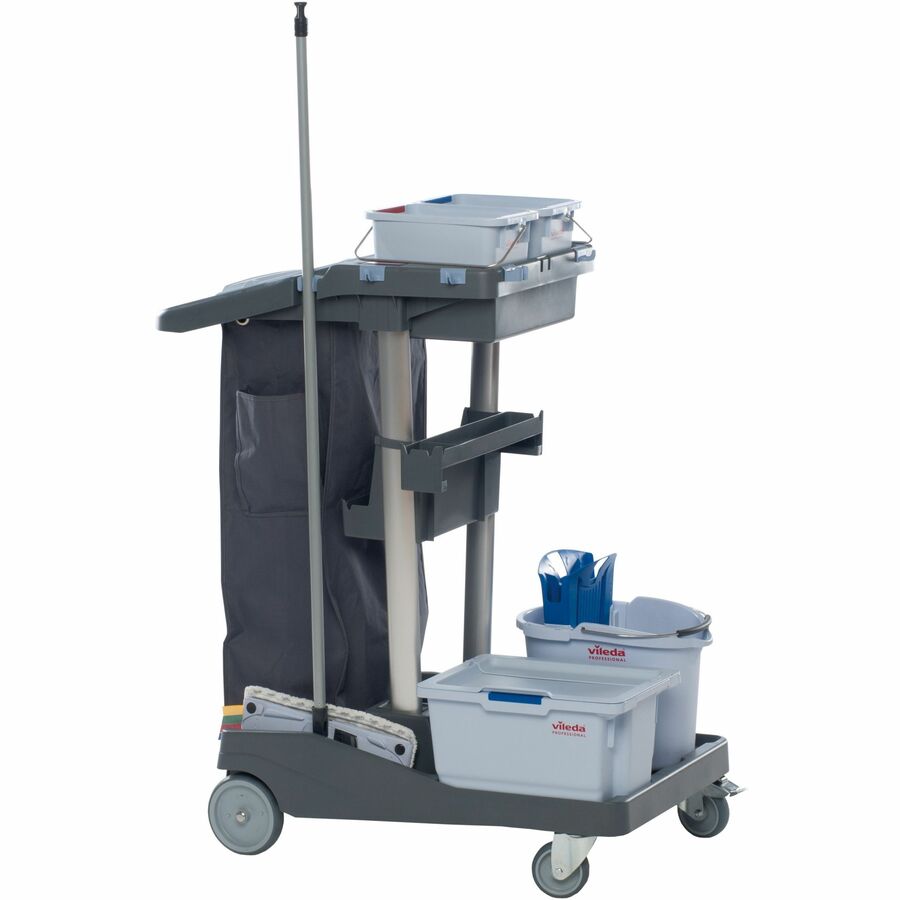 Vileda Professional VoleoPro Cart - 4 Casters - Plastic, Aluminum, Anodized Aluminum, Steel - 4.80" Width x 7.99" Depth x 17.83" Height - Gray - 1 Each