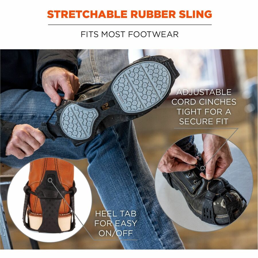 Ergodyne 6326 Spikeless Traction Devices - for Shoe, Boot - Rubber - Black