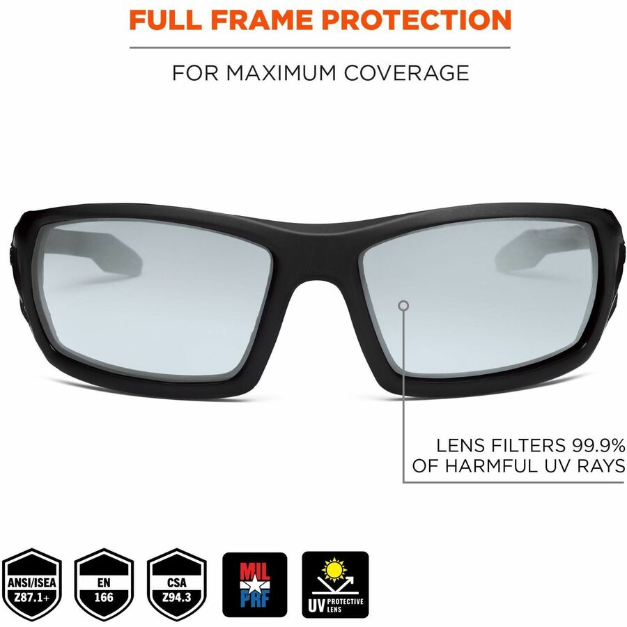 Ergodyne Odin Anti-Scratch/Anti-Fog Safety Glasses - Recommended for: Eye, Indoor - Fog, Impact, Ultraviolet, Sun, UVA, UVB, UVC Protection - Rubber - Translucent Lens - Matte Black Frame - Anti-scratch, Anti-fog, Impact Resistant, Durable, Non-slip, S...