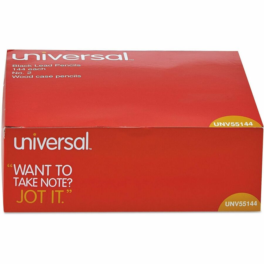 Universal Wood Pencil - Black Lead - HB/#2 - Yellow Wood Barrel - 144/Box - 1 Pack