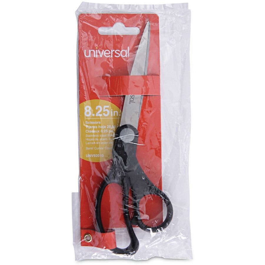 Universal Scissors - 3.75" Cutting Length - 8.5" Overall Length - Straight-left/right - Stainless Steel - Pointed Tip - Stainless Steel, Black - 1 Each