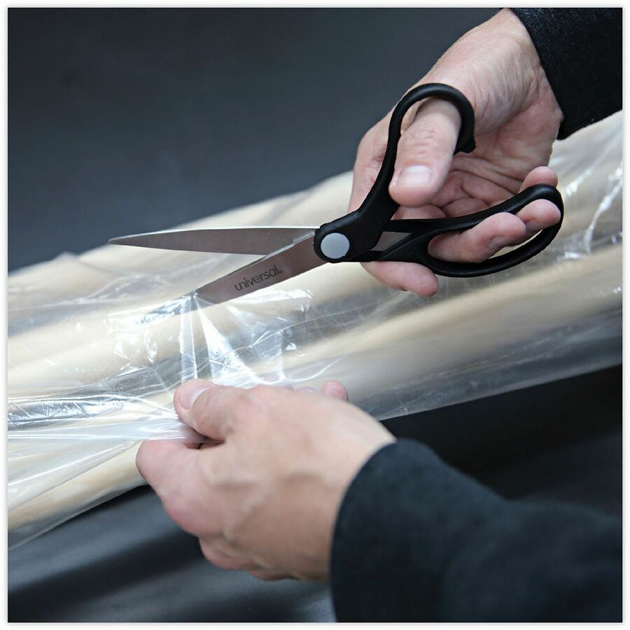 Universal Scissors - 3.75" Cutting Length - 8.5" Overall Length - Straight-left/right - Stainless Steel - Pointed Tip - Stainless Steel, Black - 1 Each