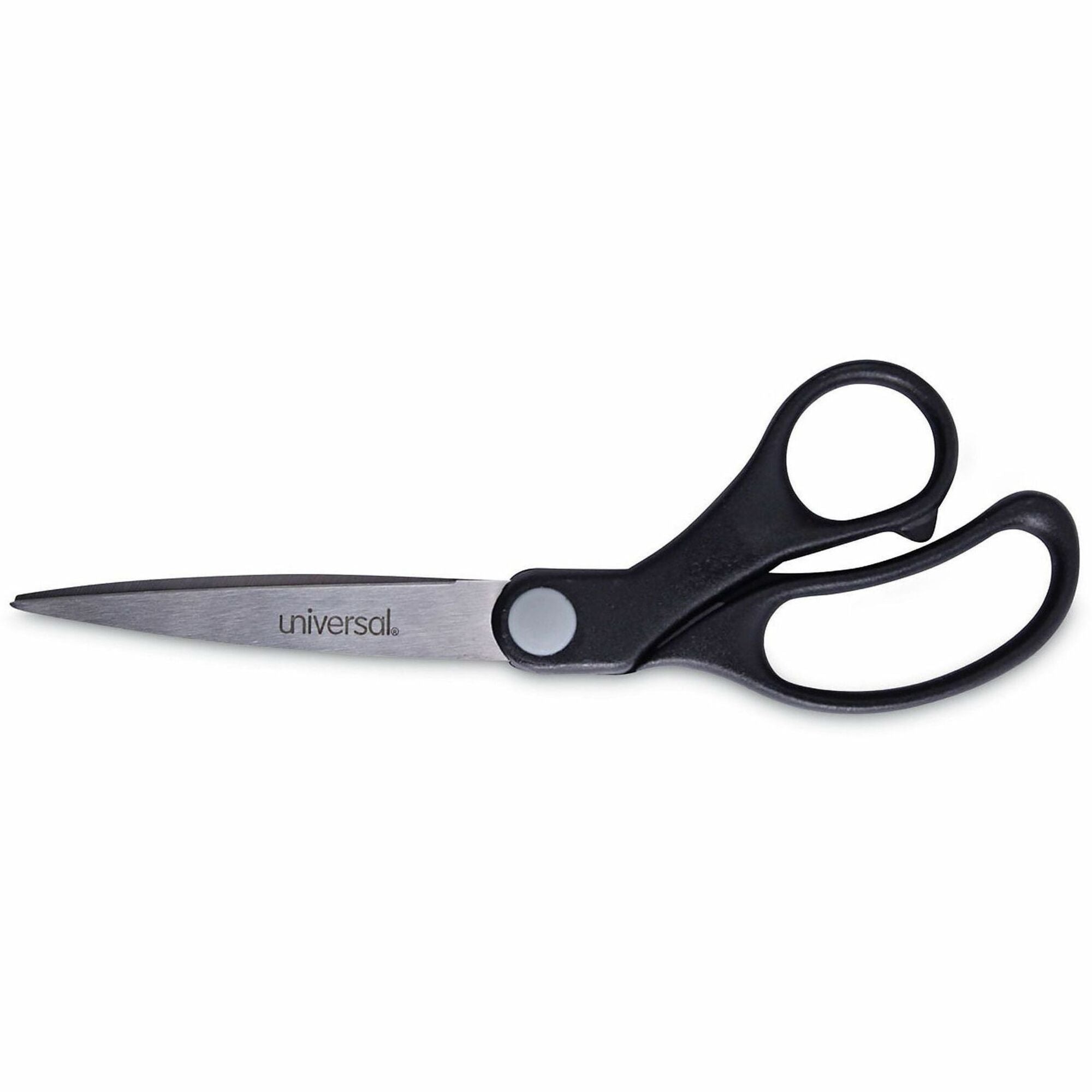 Universal Scissors - 3.75" Cutting Length - 8.5" Overall Length - Straight-left/right - Stainless Steel - Pointed Tip - Stainless Steel, Black - 1 Each