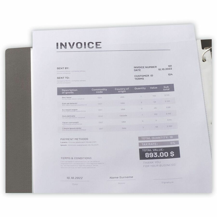 Universal Punched Ring Binder Sleeves - 2 x Sheet Capacity - For Letter 8 1/2" x 11" Sheet - 3 x Holes - Ring Binder - Top Loading - Clear - Polypropylene - 100/Box - 1 Box