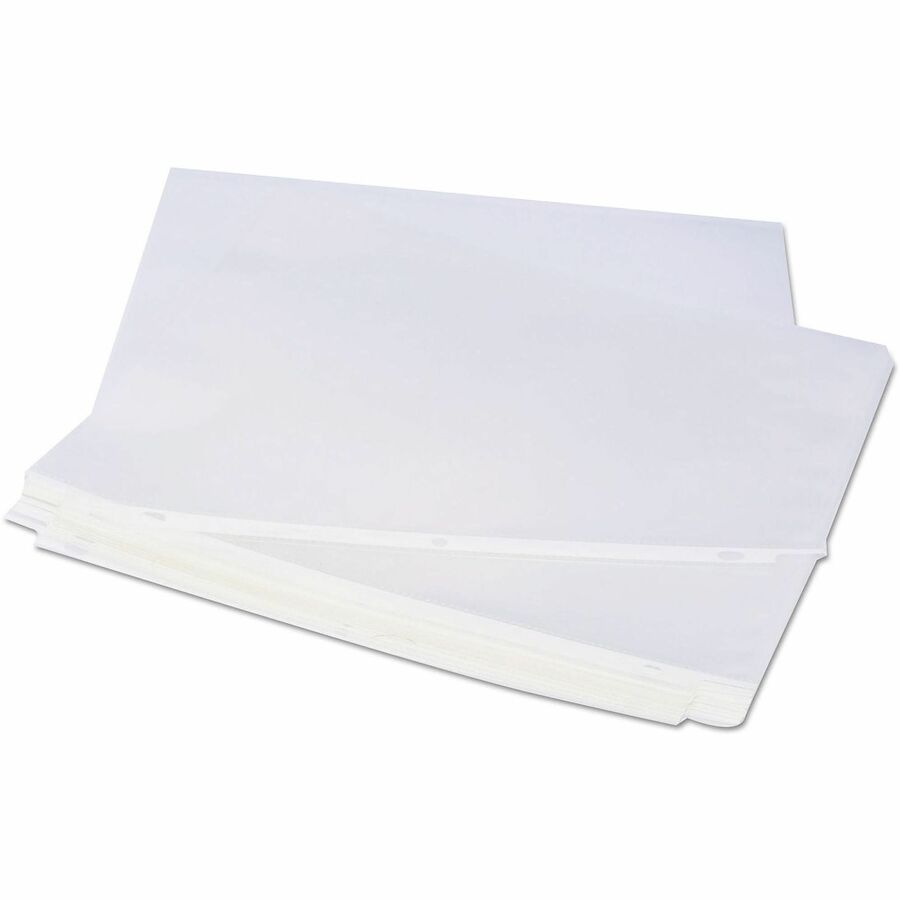 Universal Punched Ring Binder Sleeves - 2 x Sheet Capacity - For Letter 8 1/2" x 11" Sheet - 3 x Holes - Ring Binder - Top Loading - Clear - Polypropylene - 100/Box - 1 Box
