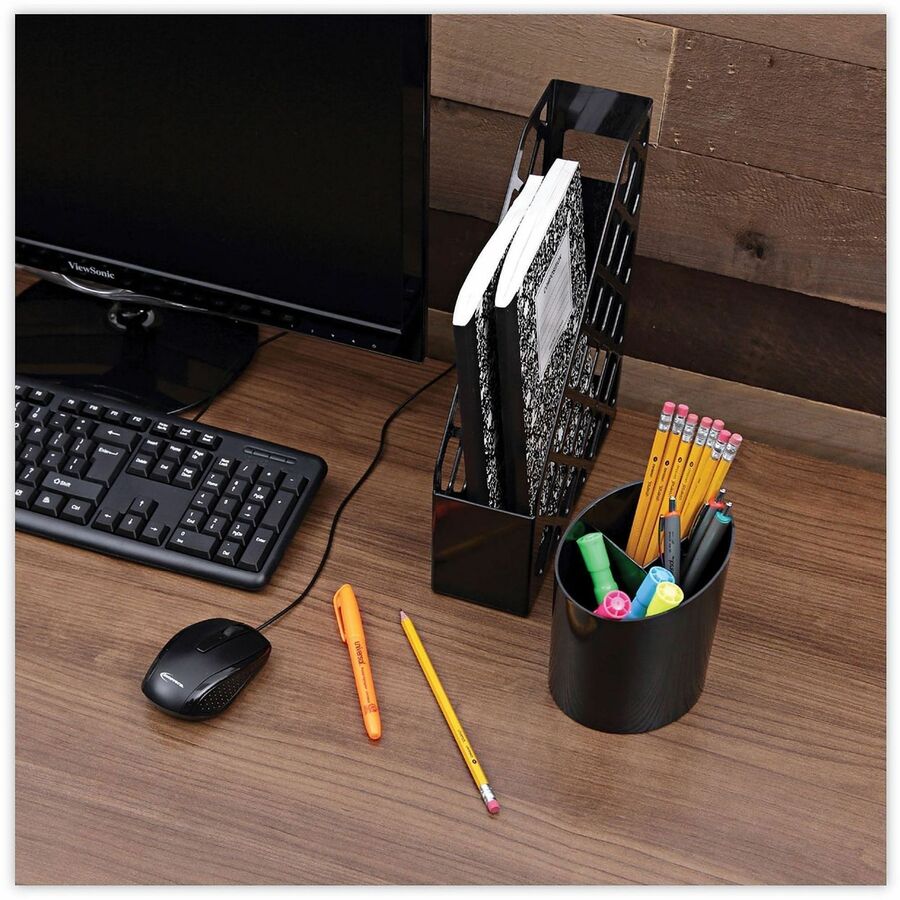 Universal Pencil Holder - 5.6" Height x 4.4" Width x 4.3" Depth - Plastic - Black - Recyclable, Compact, Sturdy - 1 Each