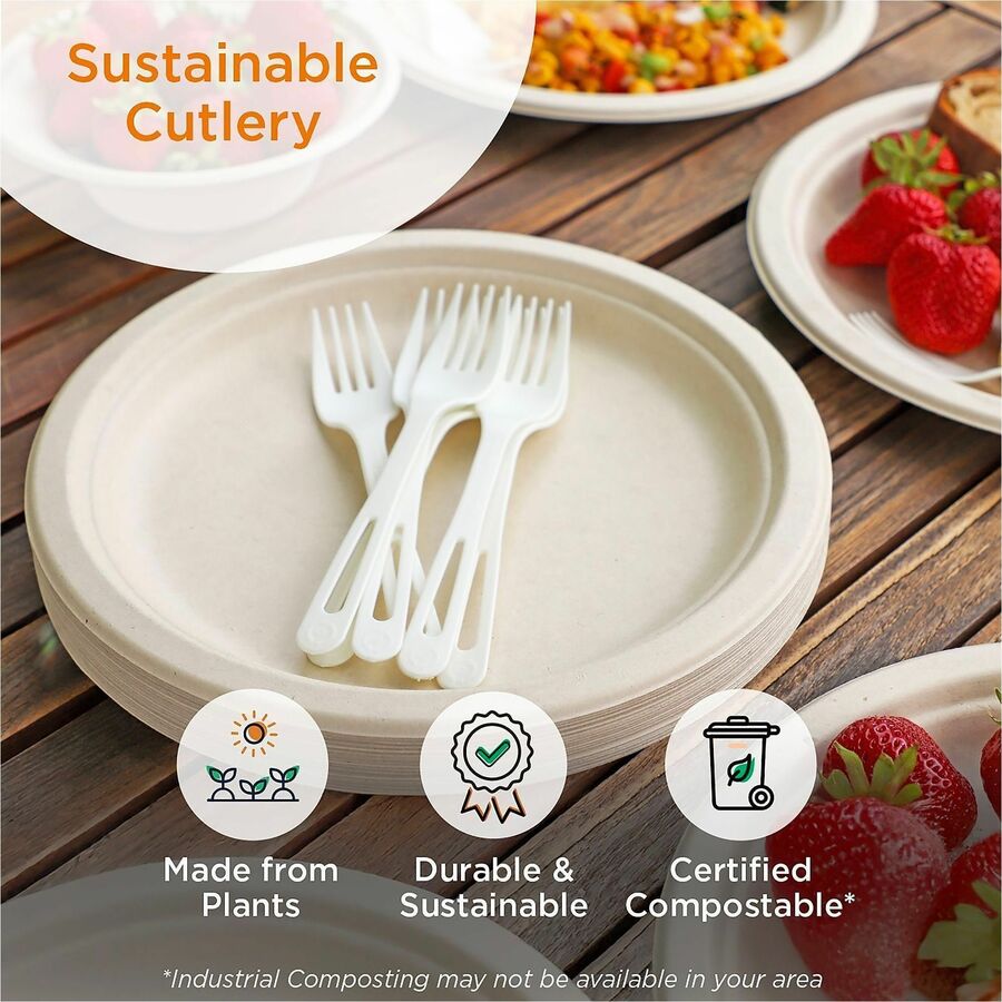 World Centric 6" TPLA Spoon - Wrapped - Case of 750 - Spoon - Cutlery Spoon - Dishwasher Safe - Talc-filled Polylactic Acid (TPLA) - 750 / Case