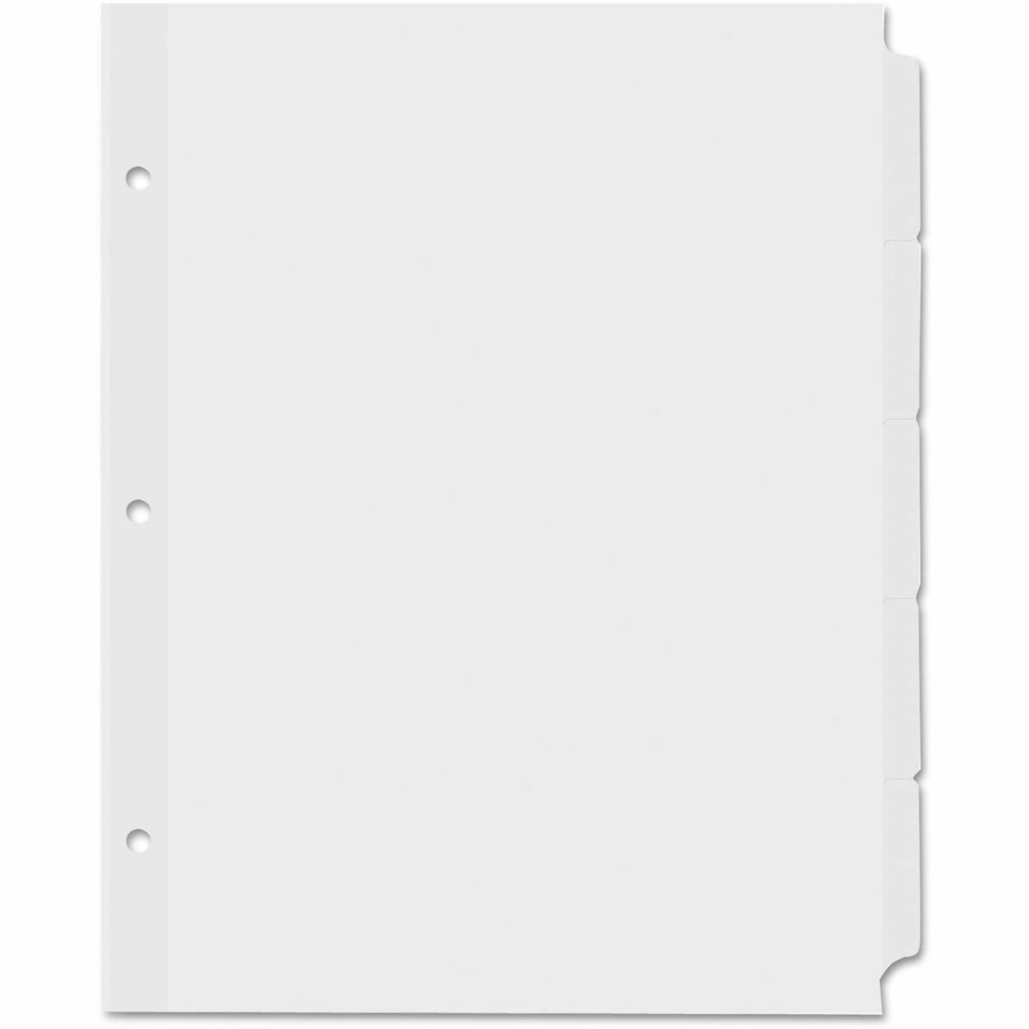 Universal Customizable Index Dividers - Side Tab(s) - 5 Tab(s)/Set - 8.5" Divider Width x 11" Divider Length - 3 Hole Punched - White Ledger Stock Divider - White Ledger Stock Tab(s) - Customizable, Punched, Reinforced Edges, Durable, Tear Proof - 36 Set