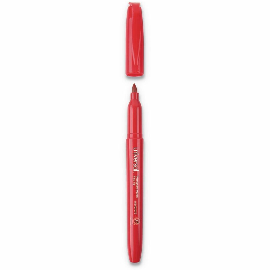 Universal Permanent Marker - Fine, Bullet Marker Point - Red Ink - Writing, Sketching, Classroom - 1 Dozen
