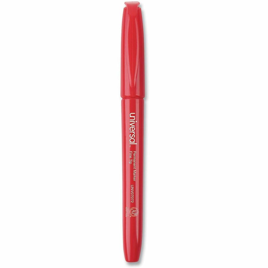 Universal Permanent Marker - Fine, Bullet Marker Point - Red Ink - Writing, Sketching, Classroom - 1 Dozen