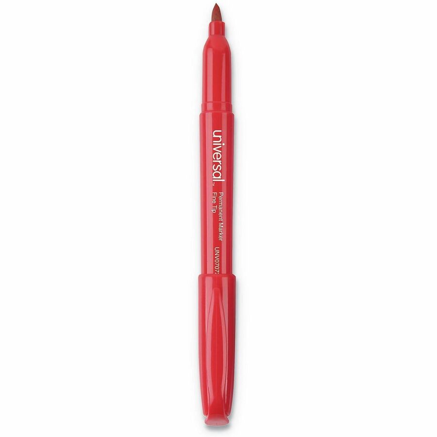 Universal Permanent Marker - Fine, Bullet Marker Point - Red Ink - Writing, Sketching, Classroom - 1 Dozen