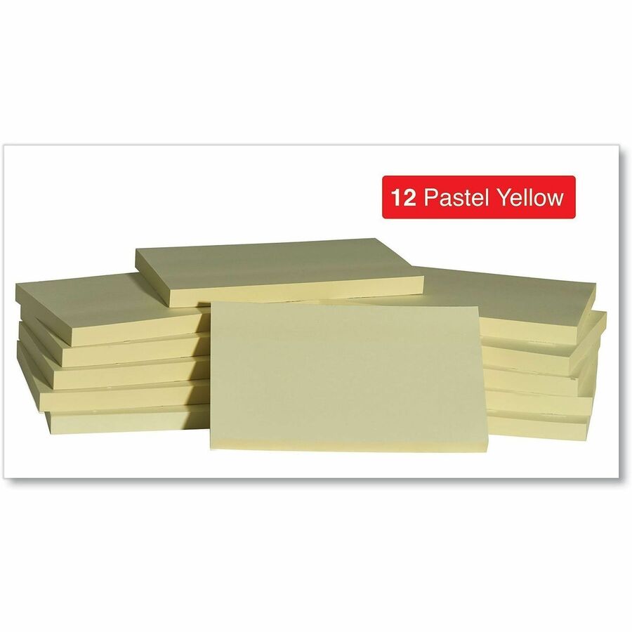 Universal Standard Self-Stick Pads - 1800 x Yellow - 3" Flag/Note Width x 5" Flag/Note Length - Rectangle - 100 Sheets per Pad - Unruled - Yellow - Self-stick, Residue-free - 18 Pads/Pack - 1 Pack
