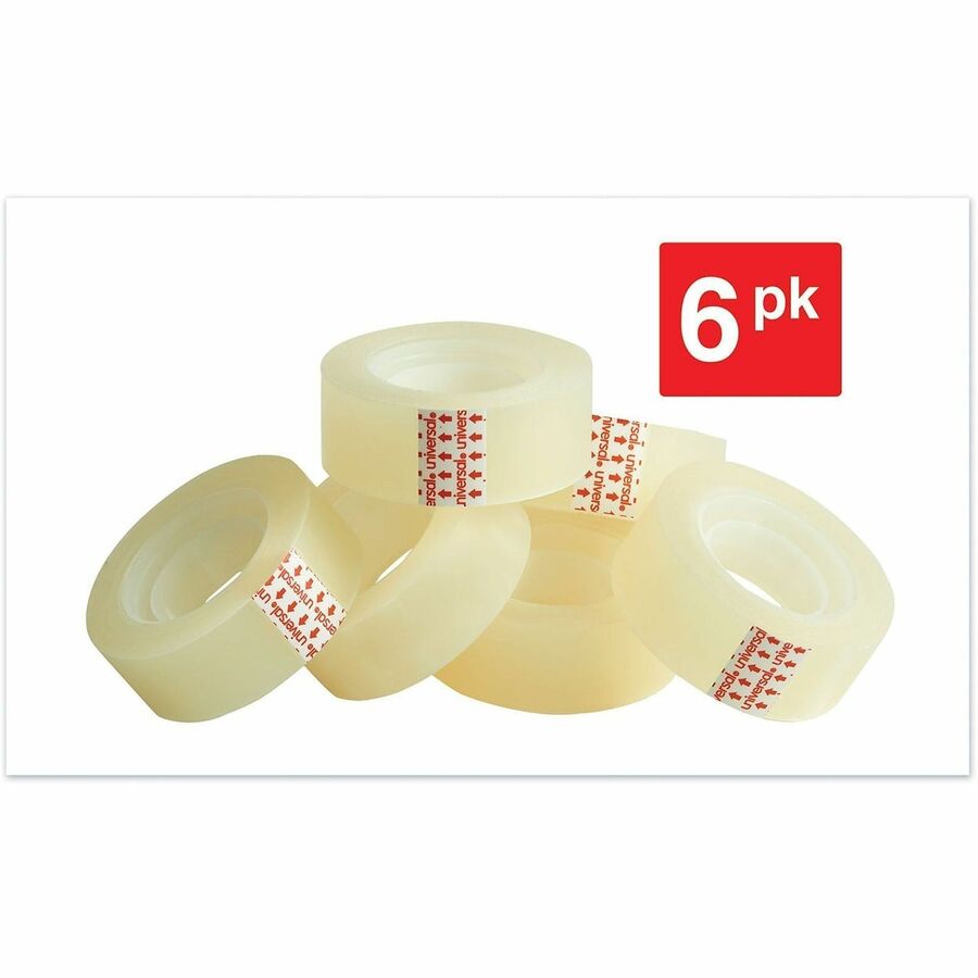 Universal Invisible Tape, 1" Core, 0.75" x 83.33 ft, Clear, 6/Pack - 27.78 yd Length x 0.75" Width x 2 mil Thickness - 1" Core - Matte - Clear - Acrylic - Plastic Backing - 6 / Pack