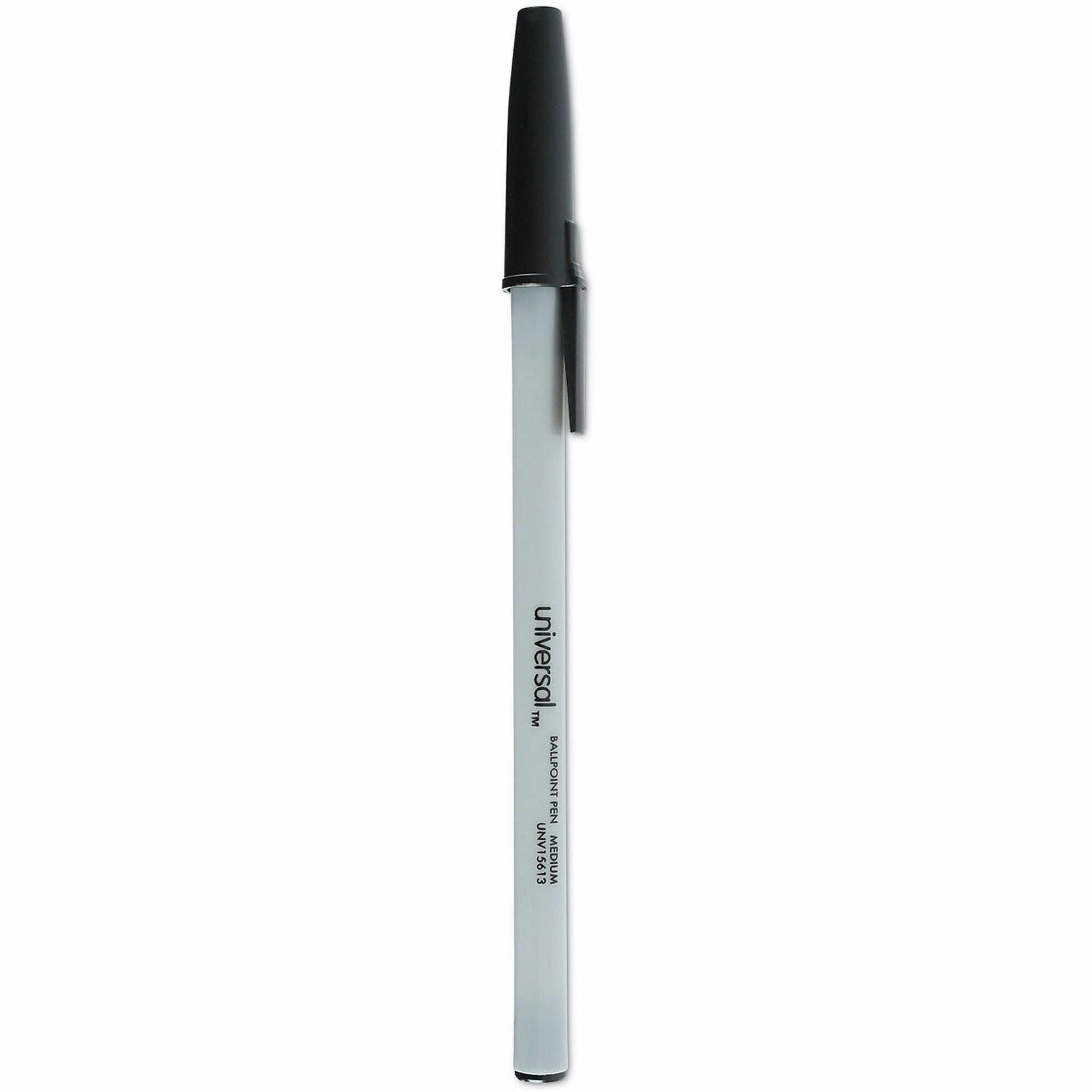 Universal Ballpoint - 1 mm Medium, Conical Pen Point - Black Ink - Oil Based - Gray Stick, Black Barrel - Office - 60 / Pack
