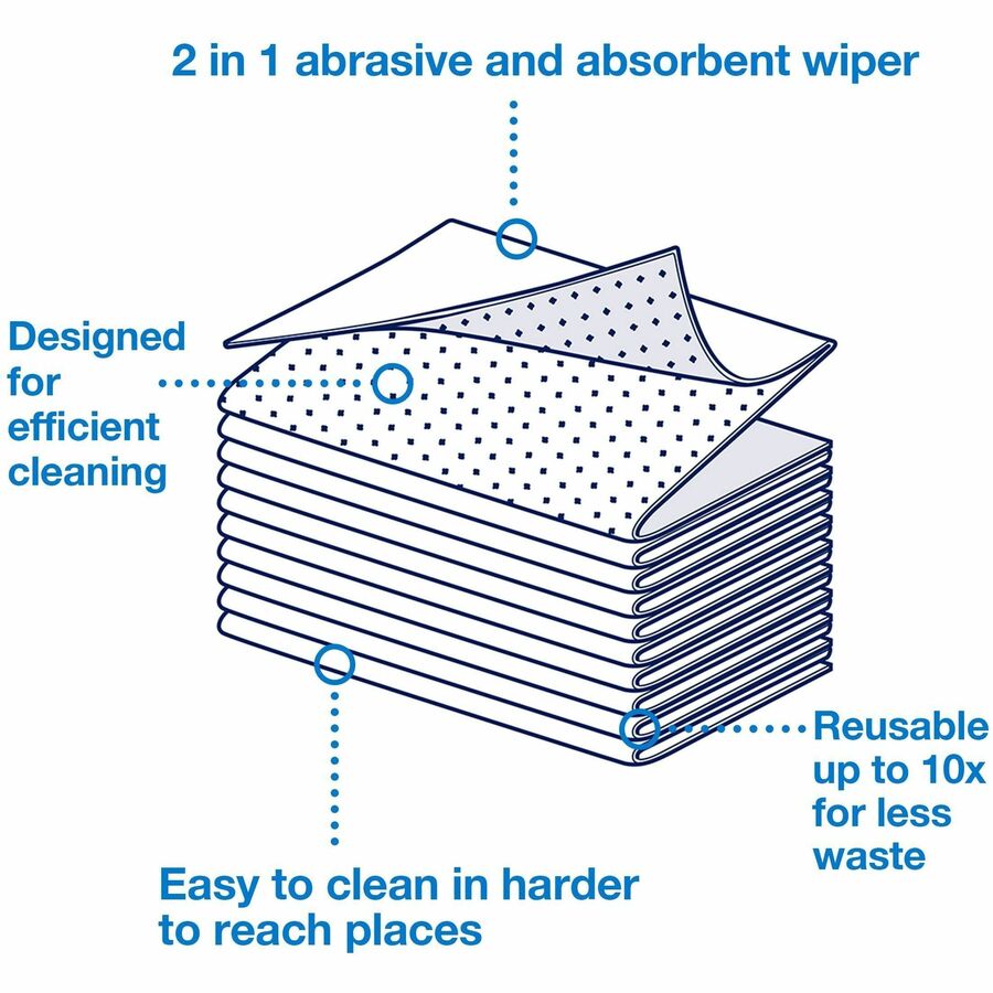 TORK 2 in 1 Scouring and Cleaning Foodservice Towel White, Absorbent, 1 x 120 Sheets - For Surface, Food Service, Countertop, House - Towel - Non-scratching, Absorbent, Abrasive, Reusable, Soft, Flexible, Easy to Use, Durable, Tear Resistant, Quarter-f...