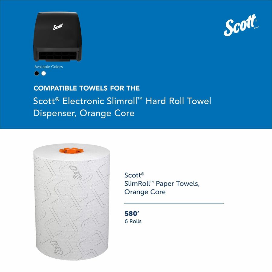Scott Automatic Slimroll Towel Dispenser - 7.2" Height x 11.8" Width x 12.4" Depth - Plastic - Black - Automatic, Compact, Hygienic, Wall Mountable, Touch-free, Dirt Resistant, Impact Resistant, Translucent - 1 Carton