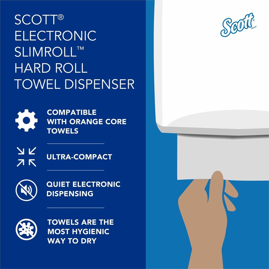 Scott Automatic Slimroll Towel Dispenser - 7.2" Height x 11.8" Width x 12.4" Depth - Plastic - Black - Automatic, Compact, Hygienic, Wall Mountable, Touch-free, Dirt Resistant, Impact Resistant, Translucent - 1 Carton