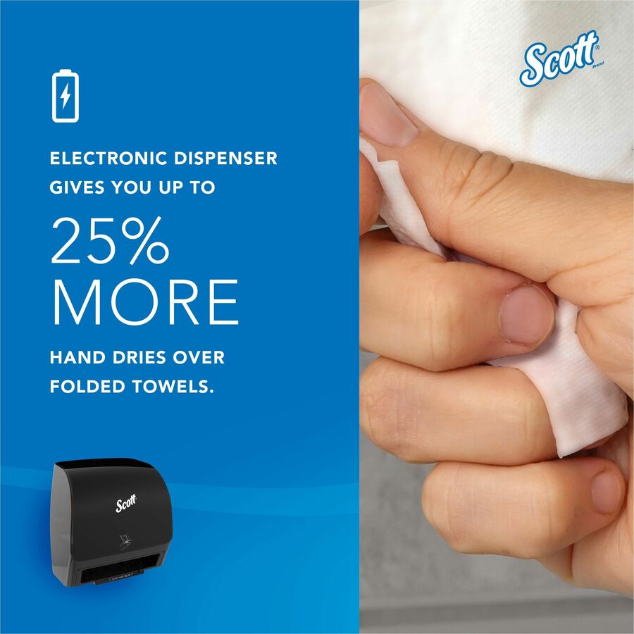 Scott Automatic Slimroll Towel Dispenser - 7.2" Height x 11.8" Width x 12.4" Depth - Plastic - Black - Automatic, Compact, Hygienic, Wall Mountable, Touch-free, Dirt Resistant, Impact Resistant, Translucent - 1 Carton