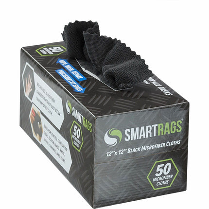 Monarch Smart Rags Microfiber Cloths - For Automotive, Office, Healthcare, Household, Garage, Breakroom, Hospital, Industry - Reusable, Streak-free, Lint-free, Dirt Resistant, Grime Resistant - Black - 50 / Box