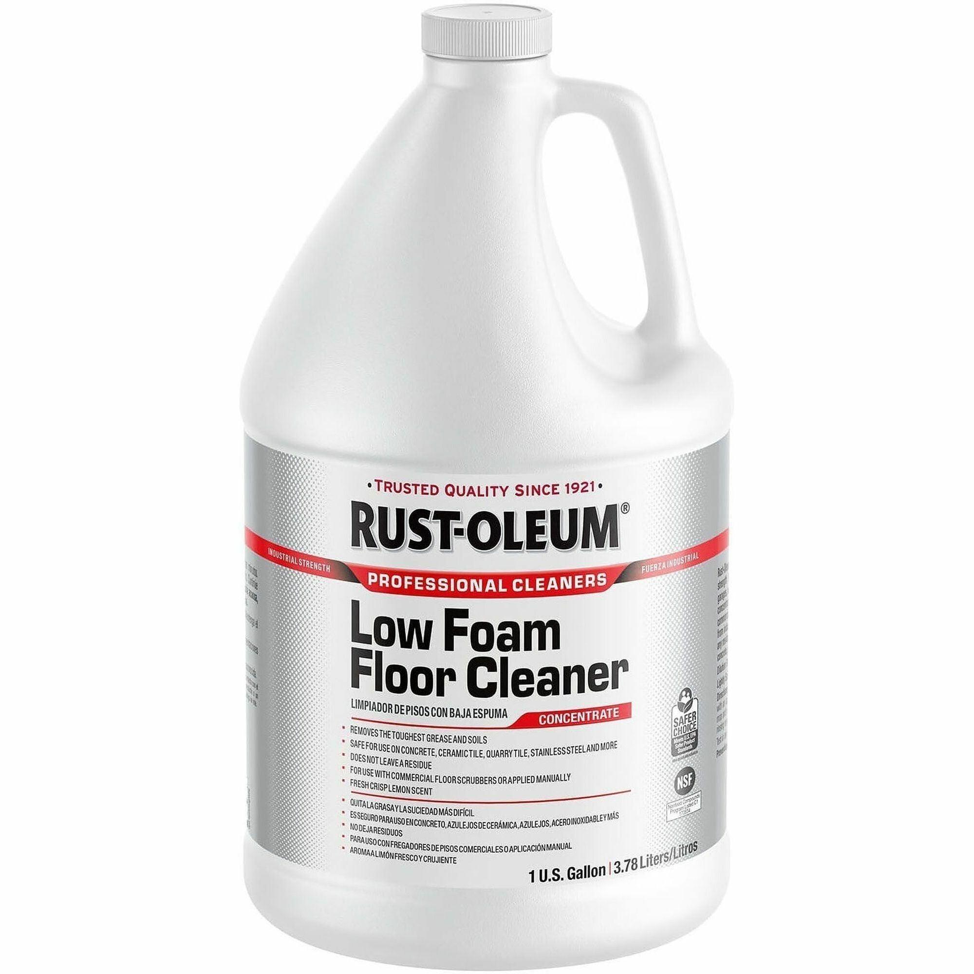 Rust-Oleum Pro Heavy-Duty Low-Foam Floor Cleaner - For Multi Surface, Multipurpose - Concentrate - 128 fl oz (4 quart) - 10.8 to 11.5 pH - Lemon Scent - Recommended For: Grease Remover, Oil Remover, Soil Remover - Low Foaming, Residue-free - Clear - 1 ...
