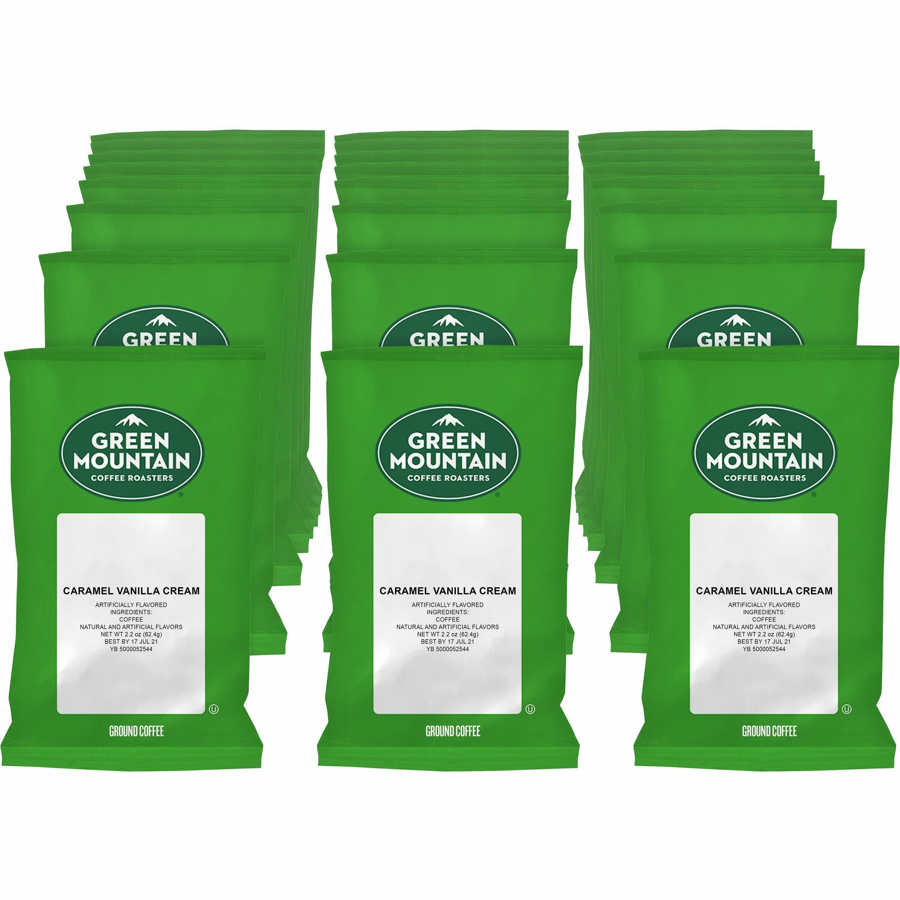 Green Mountain Coffee Roasters&reg; Caramel Vanilla Cream Coffee - Light - 2.2 oz - Caramel Vanilla Cream, Brown Sugar, Buttery Caramel, Creamy Vanilla - Kosher - 50 / Carton