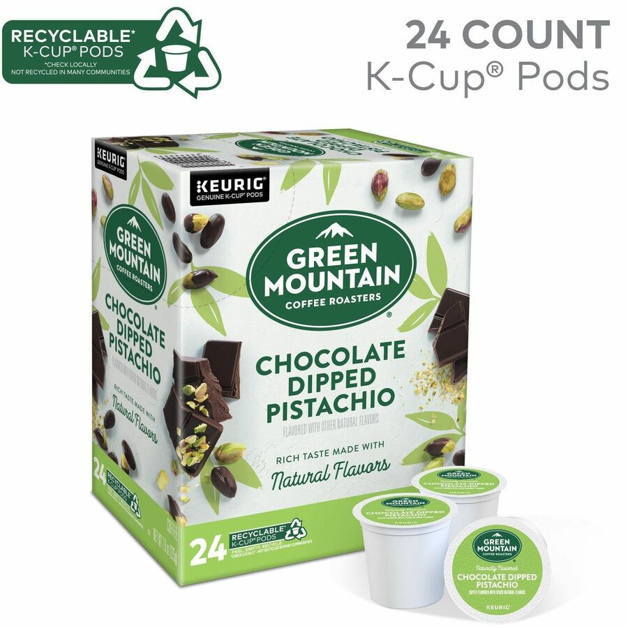 Green Mountain Coffee Roasters&reg; K-Cup, Pod Coffee - Compatible with Keurig Brewer - Smooth - K-Cup, Pod - Chocolate Dipped Pistachio - Kosher - 24 / Box