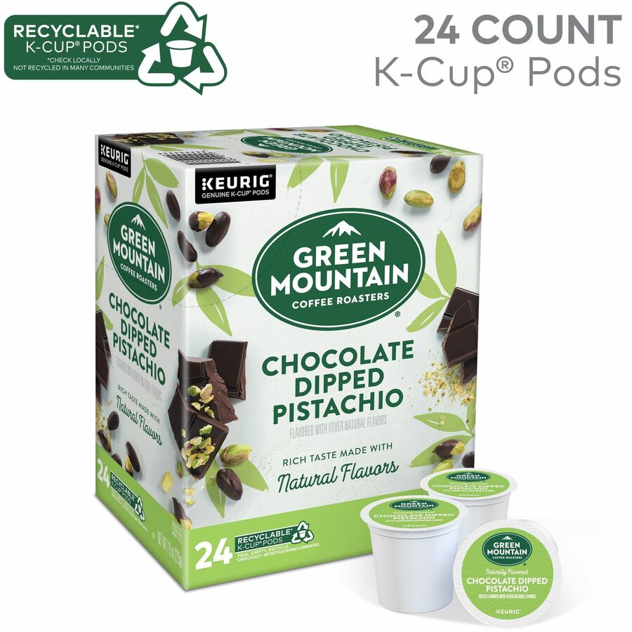 Green Mountain Coffee Roasters&reg; K-Cup, Pod Coffee - Compatible with Keurig Brewer - Smooth - K-Cup, Pod - Chocolate Dipped Pistachio - Kosher - 24 / Box