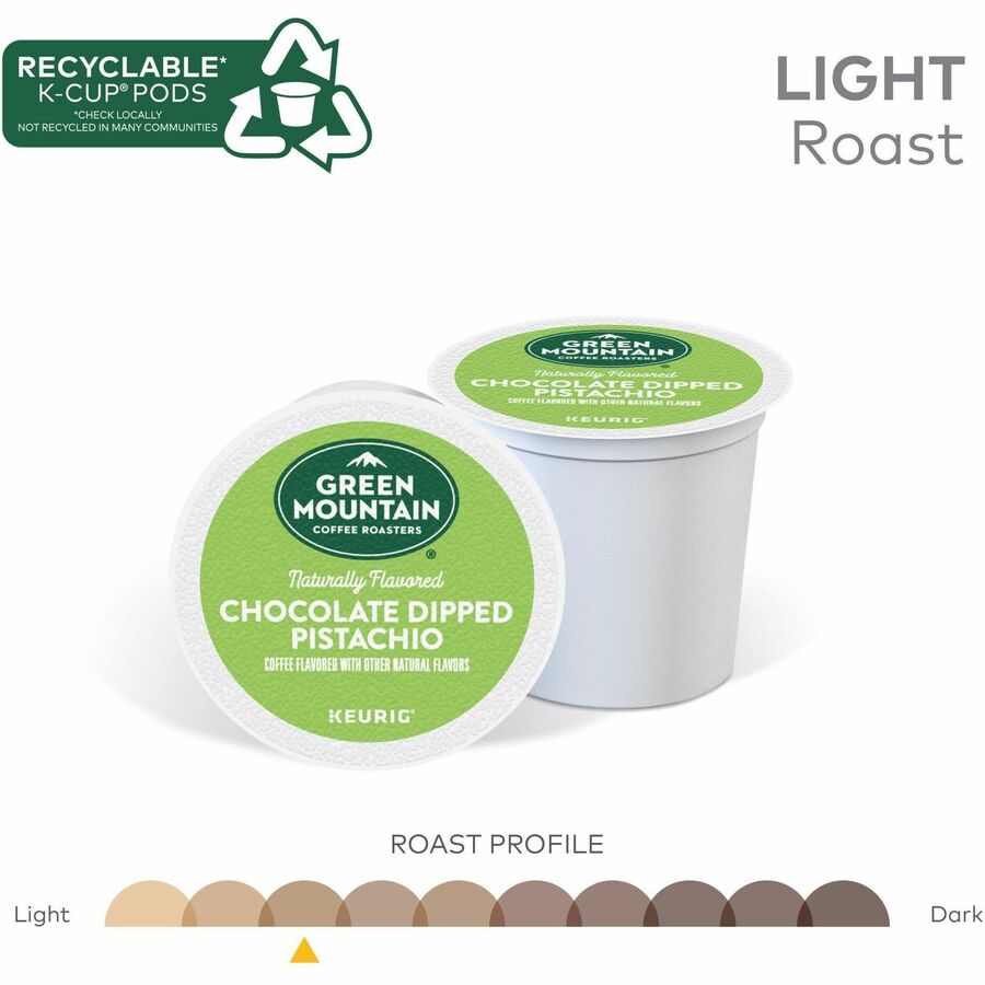 Green Mountain Coffee Roasters&reg; K-Cup, Pod Coffee - Compatible with Keurig Brewer - Smooth - K-Cup, Pod - Chocolate Dipped Pistachio - Kosher - 24 / Box
