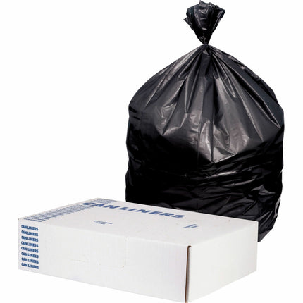 Heritage Value Line Can Liners - 60 gal Capacity - 1.20 mil (30 Micron) Thickness - Black - Resin - Waste Disposal - Recycled - 1 Carton
