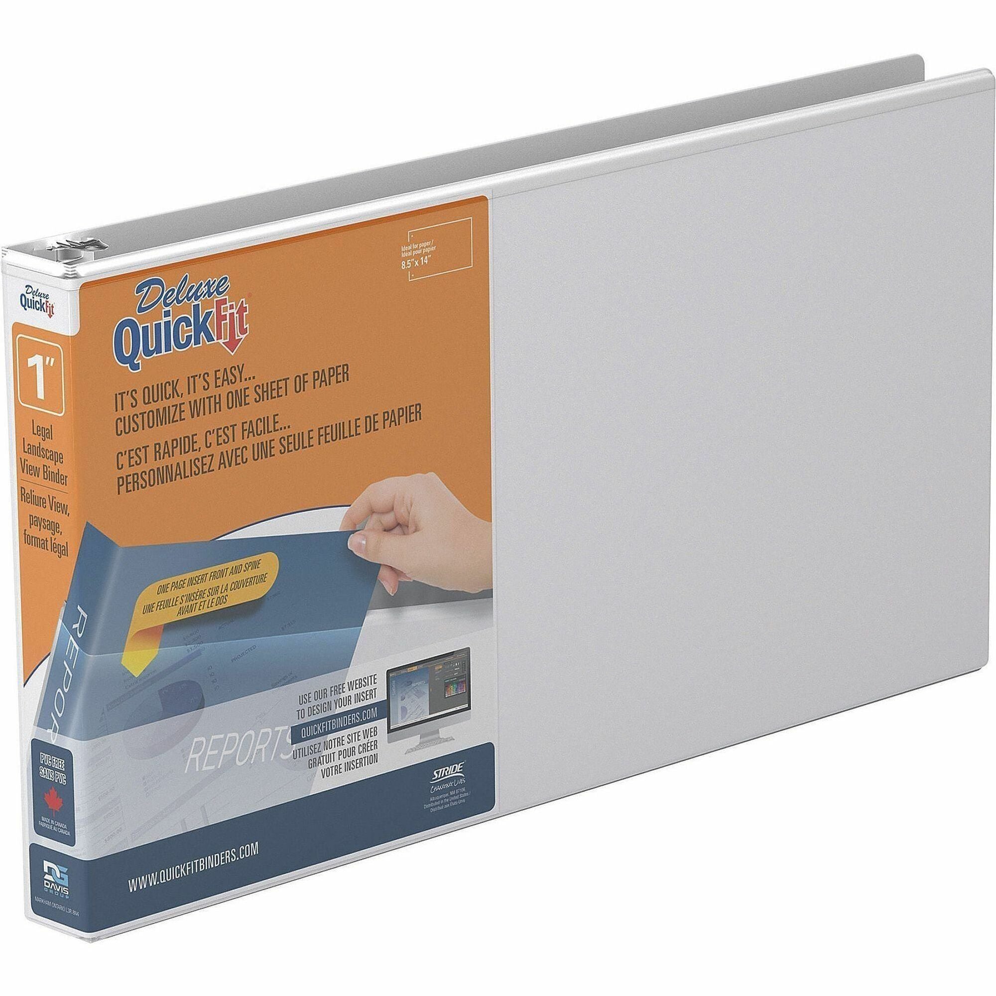 QuickFit Ring Binder - 1" Binder Capacity - Legal - 8 1/2" x 14" Sheet Size - 200 Sheet Capacity - 3 x 1" Ring(s) - Fastener(s): Round Ring - Pocket(s): Inside Front & Back - Polypropylene - White - Recycled - Heavy Duty, Non-stick, Durable, Antimicrob...