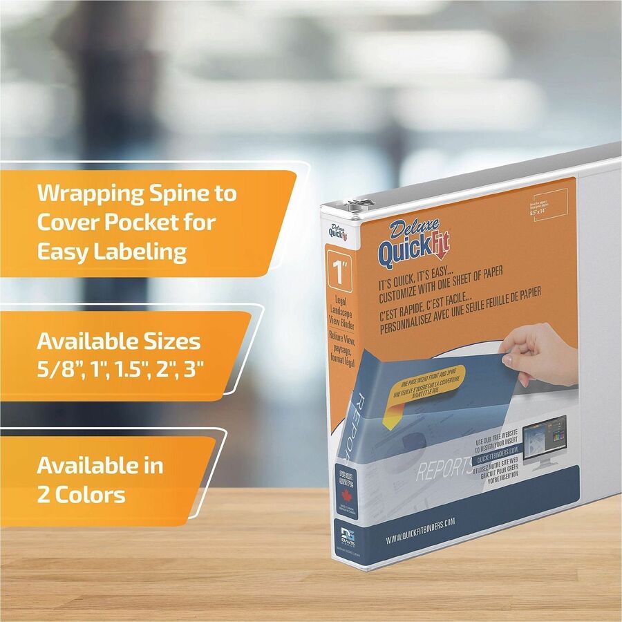 QuickFit Ring Binder - 1" Binder Capacity - Legal - 8 1/2" x 14" Sheet Size - 200 Sheet Capacity - 3 x 1" Ring(s) - Fastener(s): Round Ring - Pocket(s): Inside Front & Back - Polypropylene - White - Recycled - Heavy Duty, Non-stick, Durable, Antimicrob...