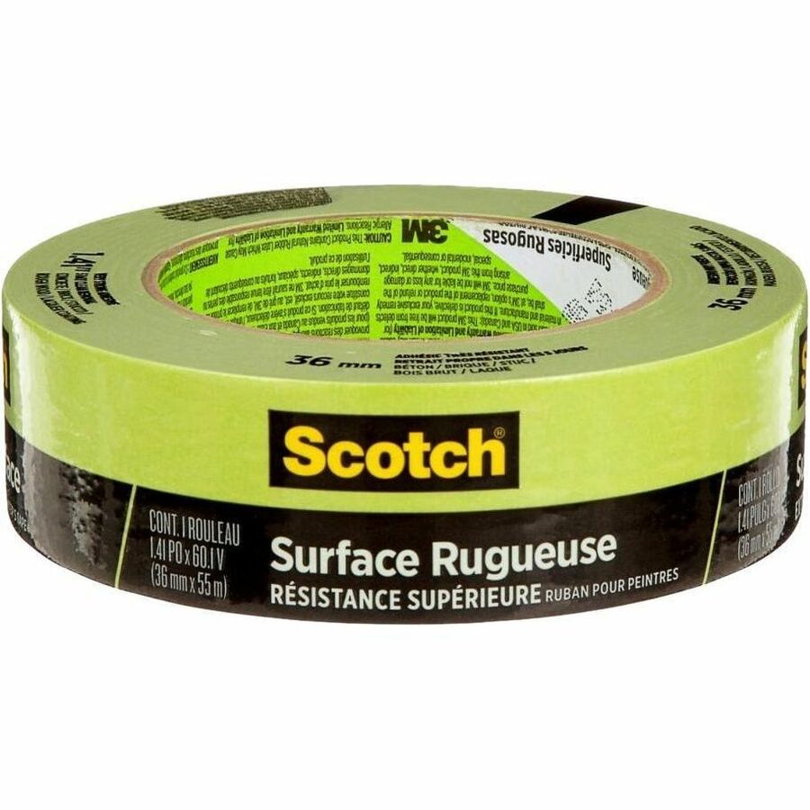 Scotch Rough Surface Painter's Tape 2060-36AP, 1.41 in x 60.1 yd - 60.10 yd Length x 1.41" Width - Green - Damage Resistant - For Rough Surface, Brick, Concrete, Stucco, Painting, Holding, Industrial, Carpet, Unfinished Wood, Vinyl - 1 Roll