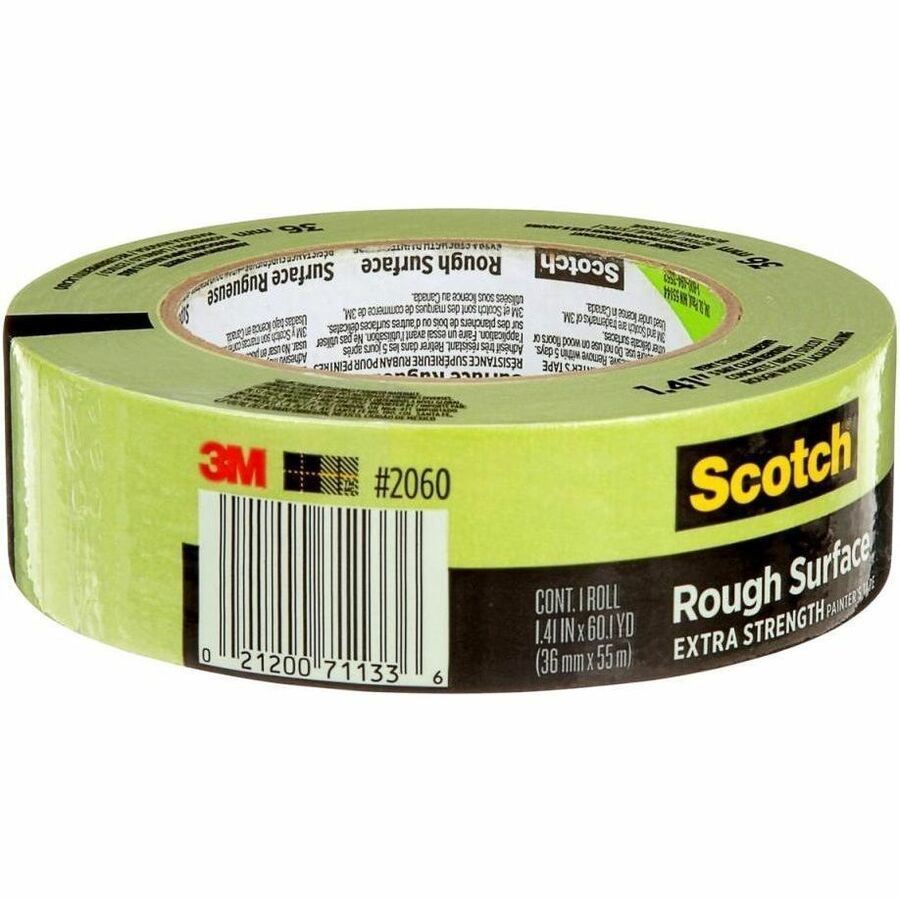 Scotch Rough Surface Painter's Tape 2060-36AP, 1.41 in x 60.1 yd - 60.10 yd Length x 1.41" Width - Green - Damage Resistant - For Rough Surface, Brick, Concrete, Stucco, Painting, Holding, Industrial, Carpet, Unfinished Wood, Vinyl - 1 Roll