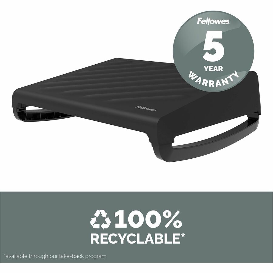Fellowes Breyta Adjustable Footrest Black - Black - 1 Each