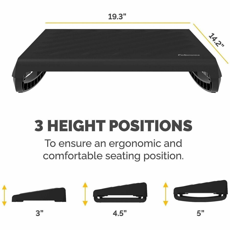 Fellowes Breyta Adjustable Footrest Black - Black - 1 Each