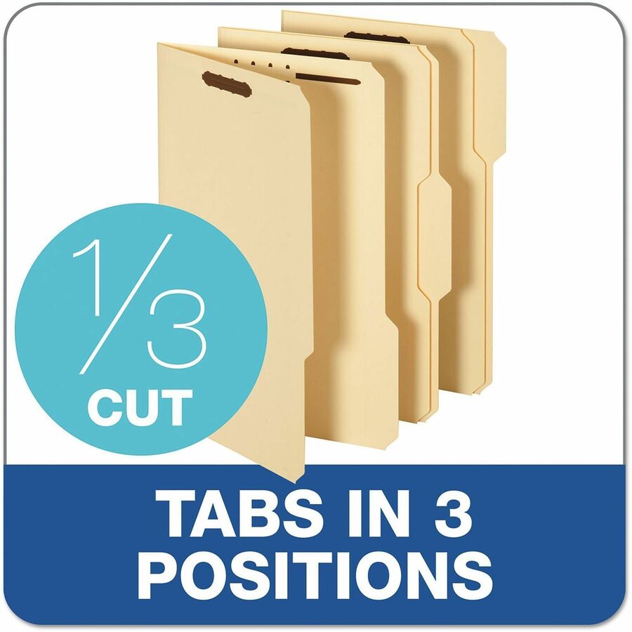 Pendaflex 1/3 Tab Cut Letter, Legal Top Tab File Folder - 150 Sheets Capacity - 3/4" Expansion - 2 Fastener(s) - 2" Fastener Capacity - Assorted Tab Position - 11 pt. - Manila - Manila - Heavy Duty, Durable, Bend Resistant, Tear Resistant, Rigid - 0% R...