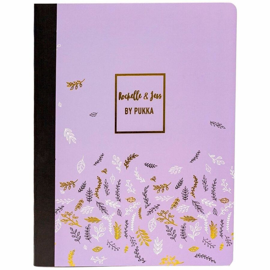 Pukka Pads Rochelle & Jess Composition Books - 70 Pages - Printed - Both Side Ruling Surface - College Ruled Front Ruling - 80 g/m² Grammage - 9.75" Height x 7.5" Width - Black, Pink, Lilac Cover - 3 / Pack
