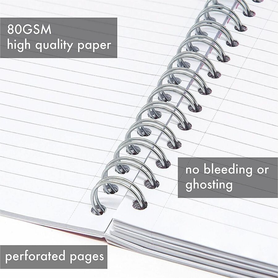 Pukka Pads Rochelle & Jess Notebook - 200 Pages - Twin Wirebound - 80 g/m² Grammage - 1.30" Height x 7.9" Width x 9.8" Depth - Gold Binding - Pink, Lilac, Black Cover - Elastic Closure, Repositionable Divider, Hard Cover, Micro Perforated, Recycla...