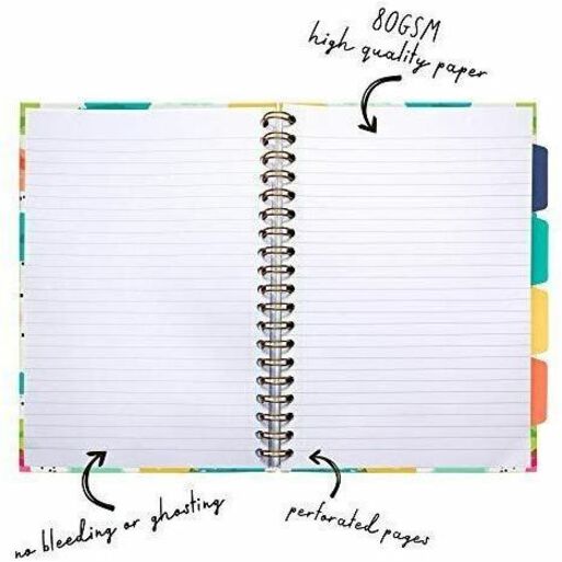 Pukka Pads B5 Colour Wash Project Book - 200 Pages - Printed - Spiral - Feint Front Ruling - 0.31" Ruled - 80 g/m² Grammage - B5 - 6 59/64" x 9 27/32" Sheet Size - Gold Binding - Color Wash, Llama, Stripe Cover - Hard Cover, Perforated, Removable ...