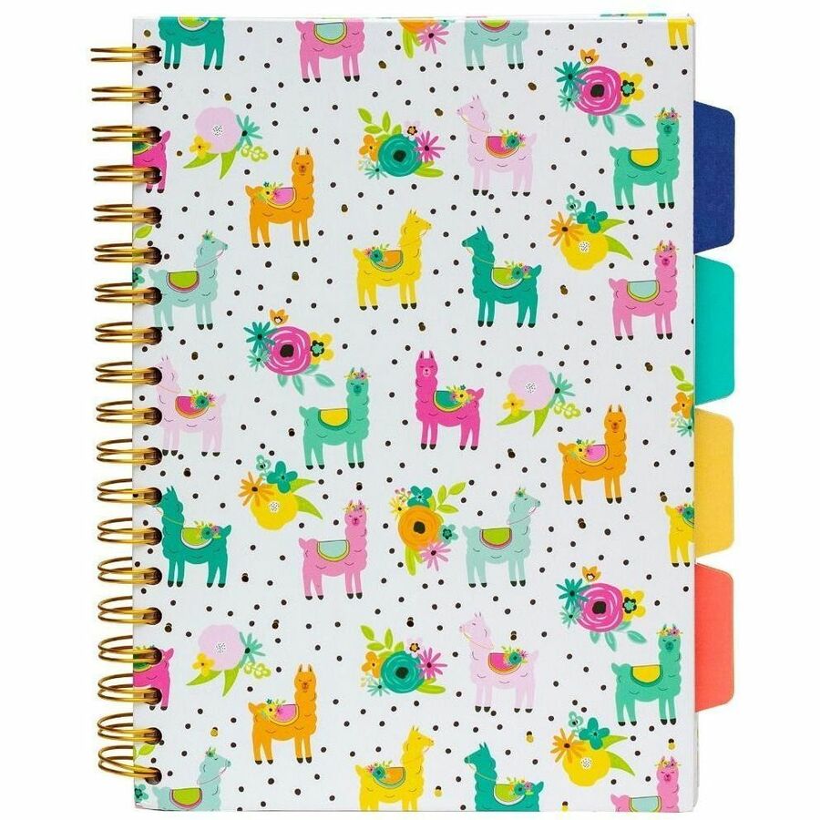 Pukka Pads B5 Colour Wash Project Book - 200 Pages - Printed - Spiral - Feint Front Ruling - 0.31" Ruled - 80 g/m² Grammage - B5 - 6 59/64" x 9 27/32" Sheet Size - Gold Binding - Color Wash, Llama, Stripe Cover - Hard Cover, Perforated, Removable ...