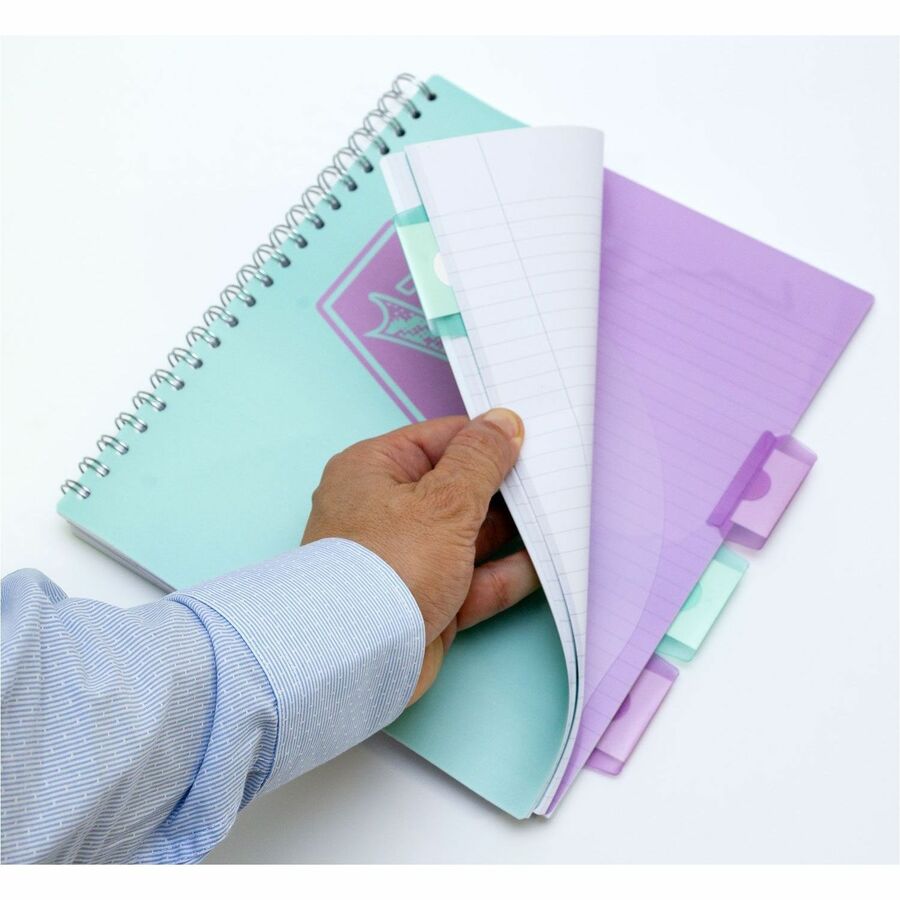 Pukka Pads Project Book US Letter size - 100 Sheets - 200 Pages - Printed - Spiral - Both Side Ruling Surface - Ruled Front Ruling - 0.31" Ruled - 3 Hole(s) - 80 g/m² Grammage - Letter - 8 1/2" x 11" Sheet Size - Teal Polypropylene, Pink, Blue Cov...