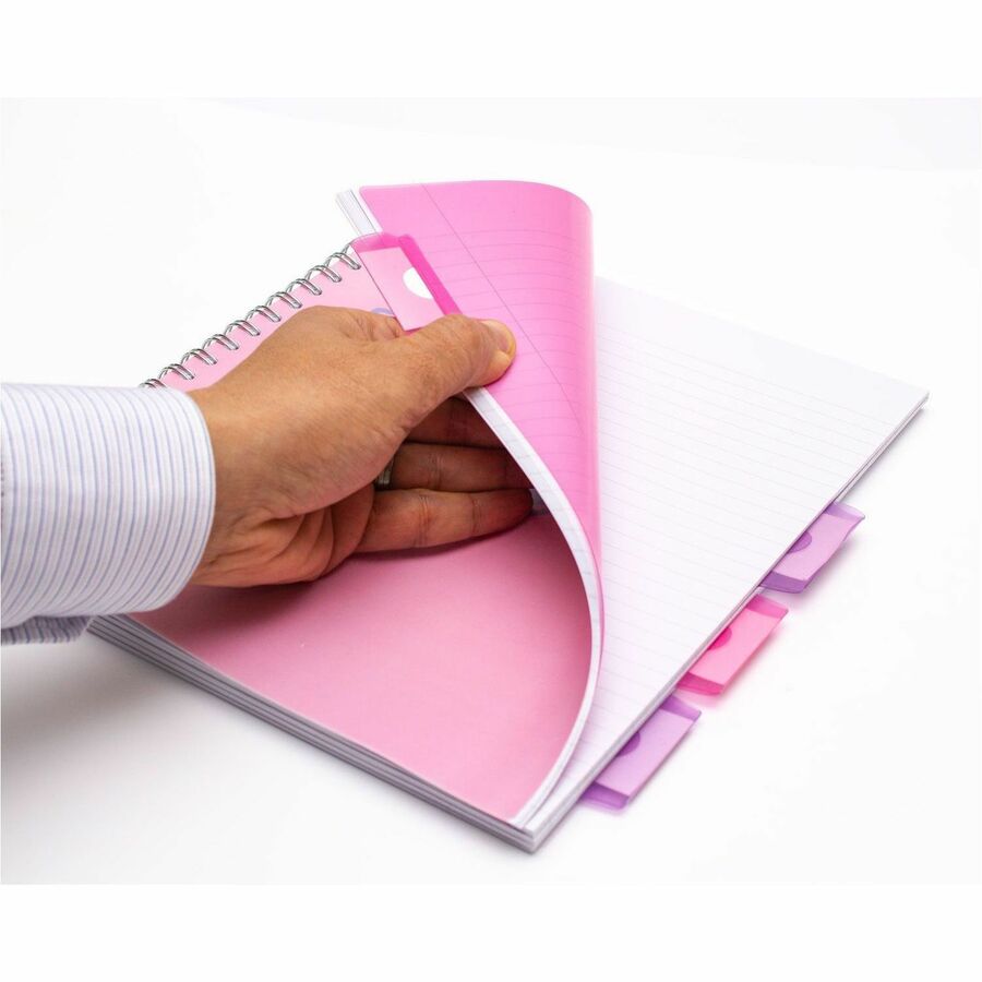 Pukka Pads Project Book US Letter size - 100 Sheets - 200 Pages - Printed - Spiral - Both Side Ruling Surface - Ruled Front Ruling - 0.31" Ruled - 3 Hole(s) - 80 g/m² Grammage - Letter - 8 1/2" x 11" Sheet Size - Teal Polypropylene, Pink, Blue Cov...