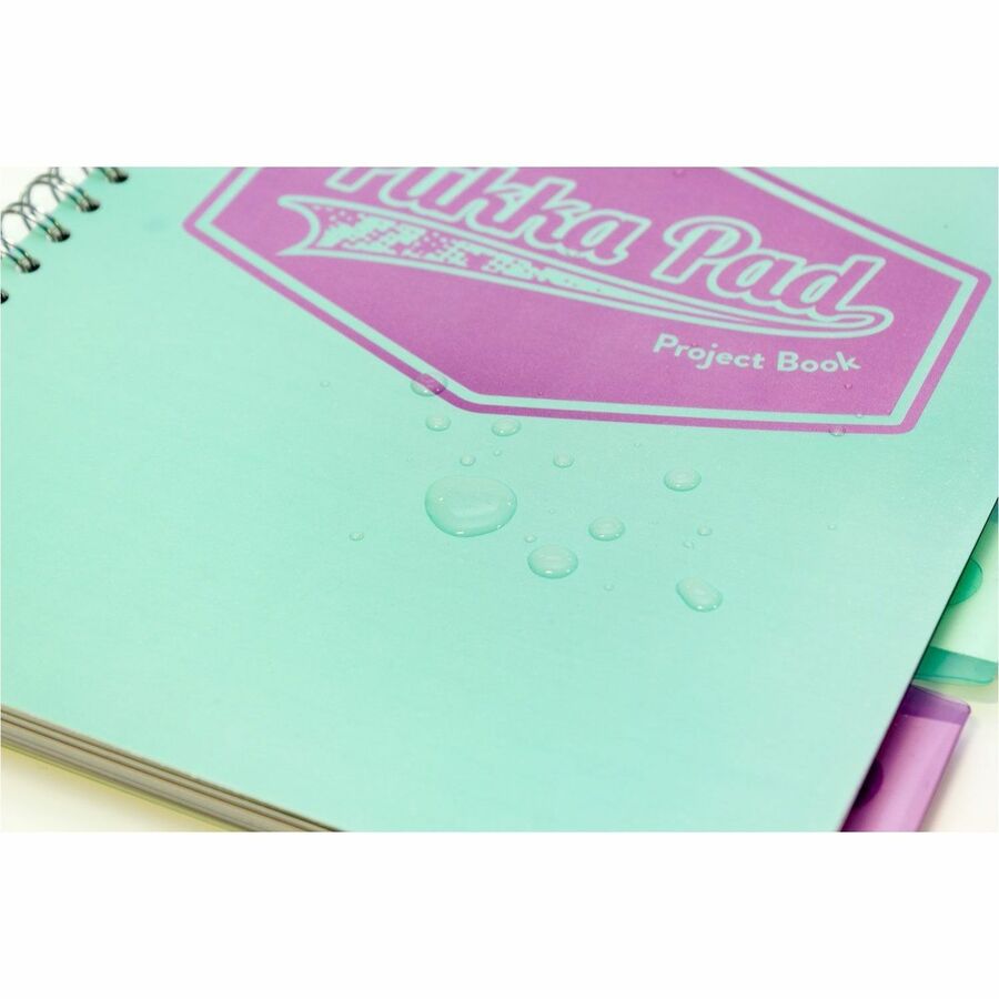 Pukka Pads Project Book US Letter size - 100 Sheets - 200 Pages - Printed - Spiral - Both Side Ruling Surface - Ruled Front Ruling - 0.31" Ruled - 3 Hole(s) - 80 g/m² Grammage - Letter - 8 1/2" x 11" Sheet Size - Teal Polypropylene, Pink, Blue Cov...