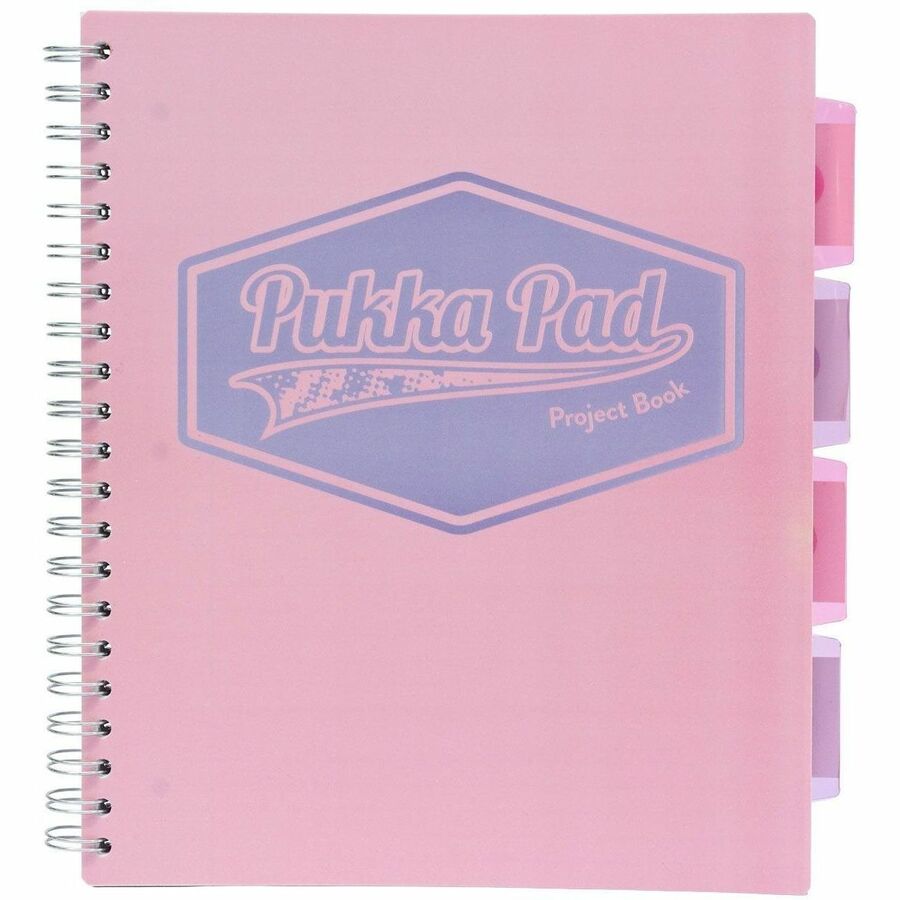 Pukka Pads Project Book US Letter size - 100 Sheets - 200 Pages - Printed - Spiral - Both Side Ruling Surface - Ruled Front Ruling - 0.31" Ruled - 3 Hole(s) - 80 g/m² Grammage - Letter - 8 1/2" x 11" Sheet Size - Teal Polypropylene, Pink, Blue Cov...